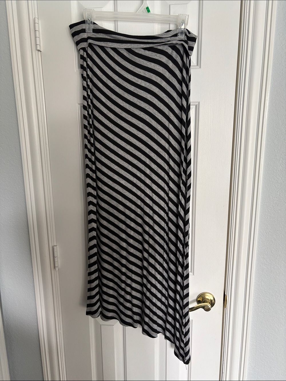 Black and Gray Diagonal Stripe Maxi Skirt - Women's
